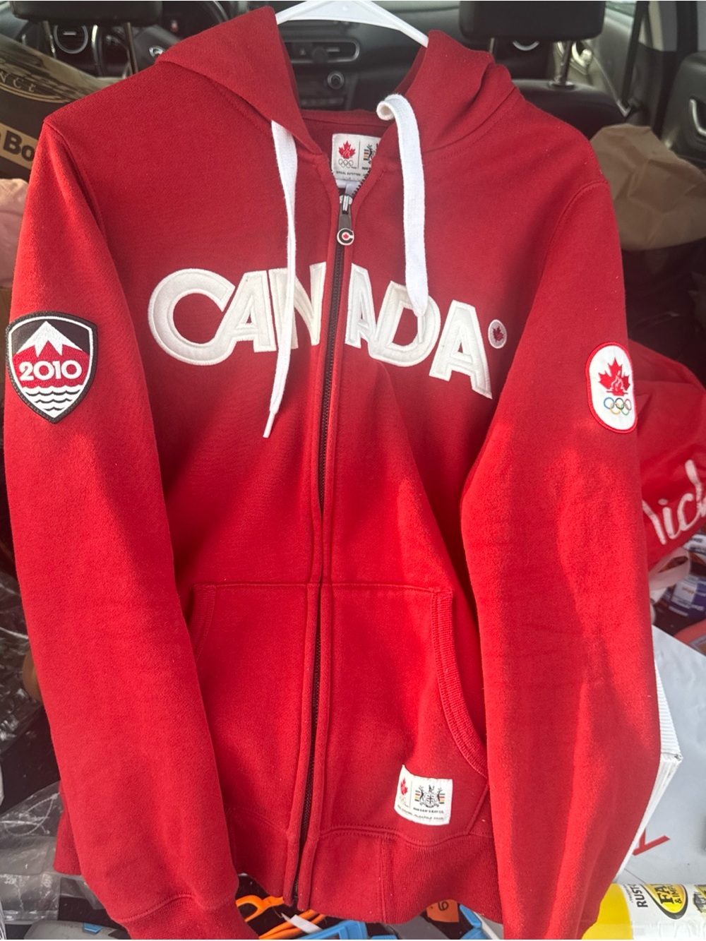 2010 Olympics  Canada Red Zip-Up Hoodie with White Trim